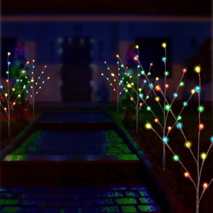 Retisee 2 Sets 8 Pcs Garden Christmas Solar Lights LED Twig Stake Lights Outdoor Decor Solar Firefly Christmas Tree Lights Outdoor 160 LED C6 Christmas Fairy Lights for Lawn Pathway Xmas Yard Stake