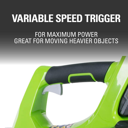 Greenworks 24V Axial Leaf Blower (100 MPH / 330 CFM), 2Ah Battery and Charger Included