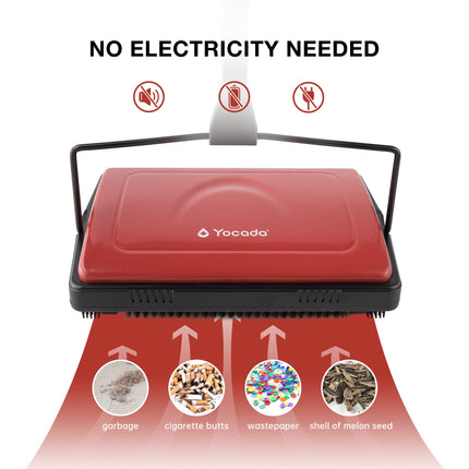 Yocada Carpet Sweeper Cleaner For Home Office Low Carpets Rugs Undercoat Carpets Pet Hair Dust Scraps Paper Small Rubbish Cleaning With A Brush Dark Red