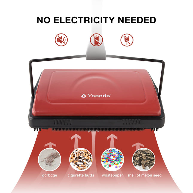 Yocada Carpet Sweeper Cleaner For Home Office Low Carpets Rugs Undercoat Carpets Pet Hair Dust Scraps Paper Small Rubbish Cleaning With A Brush Dark Red