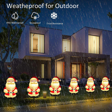 d 6-Pack Solar Christmas Garden Stake Lights, Outdoor Waterproof Solar Santa Claus Garden Stake Christmas Pathway Lights for Christmas Decorations Garden Lawn Pathway Patio (8 Modes)