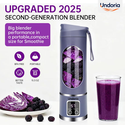 Undoria Portable Blender Cordless for Shakes and Smoothies12 Blades USB Rechargeable Small Blender16 oz Personal for Ice and Frozen Fruit Compact and Easy to Clean Ideal for Home and Travel (Purple)