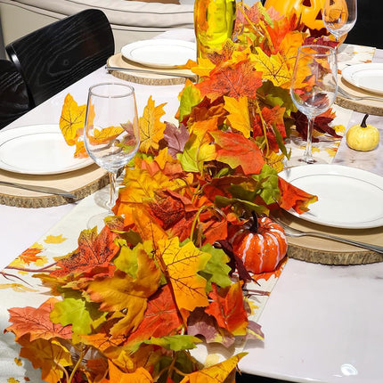 4 Packs Artificial Fall Leaves Garland, 5.9Ft/Pieces Autumn Maple Leaves Mantle Garland Hanging Vines for Home Decor Wedding Halloween Thanksgiving Christmas Indoor Outdoor Decorations by wohohoho