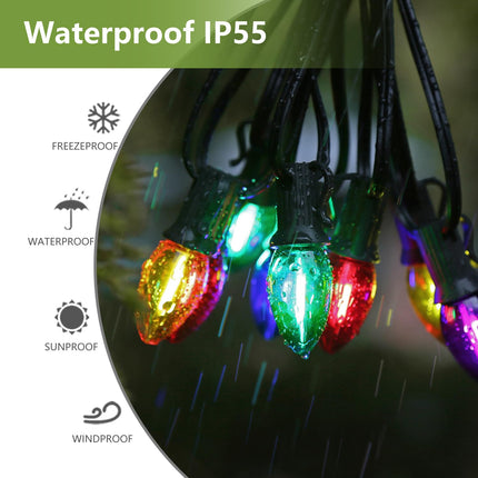 25 Pack C7 LED Night Light Bulbs Multicolor, Christmas Replacement Bulbs E12 Candelabra Base Shatterproof Plastic Lights, 0.6W Equivalent to 7W, Chandelier Candle String Light Bulbs