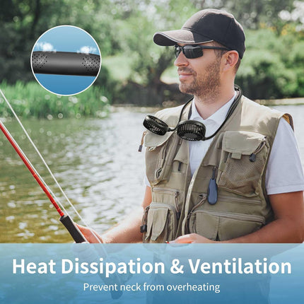 Handfan Portable Neck Fan, 4 Turbine Drive Personal Fan Rechargeable, Battery Operated Wearable Necklace Fan, 6 Speeds, 40Db Low