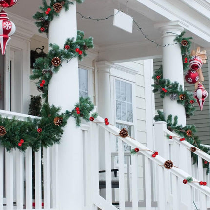 Christmas Garland with Lights 2PCS Pine Cones Red Berry Garland String Lights 6.5FT 20 LED Fairy Pinecone Lights for Fireplace Mantle Winter Xmax Tree Party Indoor Outdoor Decorations(2 Pcs)