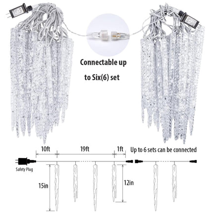 Red and White Icicle Christmas Lights for Outside, Christmas Lights Indoor Outdoor Hanging with 20 Large Tubes, 29FT 8 Modes with Timer, Connectable Meteor Shower Lights for Candy Cane Them Decoration