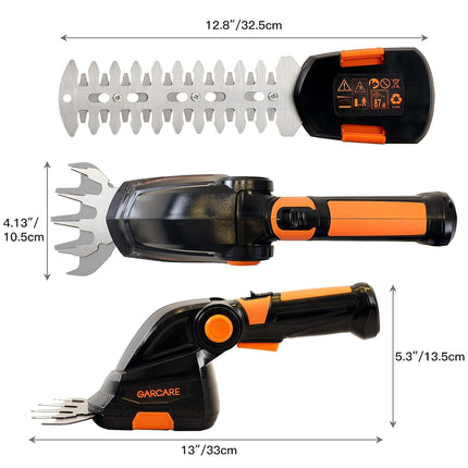GARCARE Cordless Grass Trimmer 7.2V Electric Hedge Timmer 2 in 1 Handheld Grass Cutter Machine in 6.7 Inch Blade, with Rechargeable Battery and 45min Fast Charger