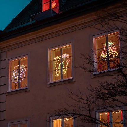 6 Pcs Christmas Window Silhouette Lights Decorations 16 Inch Waterproof Window Hanging Lights Deer Christmas Tree Santa Claus Garland Snowman Bells Lights for Party Holiday Wall Door
