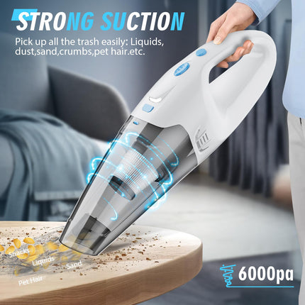 Handheld Vacuum Cordless,Car Vacuum Portable Cordless,Hand Vacuum Cordless Rechargeable With Led Light20 Mins Runtime,Dust Busters Hand Vacuum For Home And Office Cleaning
