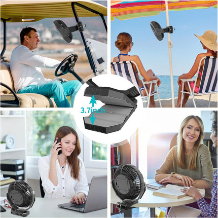 Handfan Upgraded Golf Cart FanStrengthen Clamp, 8 Inch Clip Fan With Clip Enhancer, 10000Mah Battery Operated Rechargeable Fan