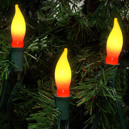 Christmas Flame Shape Light Bulbs, Red Yellow Christmas Light Bulbs for Window Candles, Electric Menorah, Night Light Bulbs 7 Watt, 120 Volt E12 Candelabra Bases Flame Light Bulbs- 12 Pack