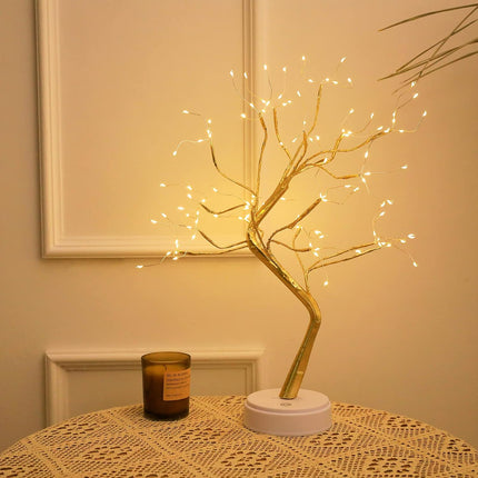 Tabletop Bonsai Tree Light, DIY LED Artificial Tree Lamp,Battery/USB Operated Night Light for Room Decor, Home Decor,Bedroom, Wedding,Christmas, (Warm White, 108 LED Golden)