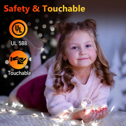 KNO 315FT 800 LED Christmas Lights Outdoor String Lights with Timer and 8 Modes Plug-in Waterproof Dimmable Fairy Lights for Christmas Tree Bedroom Yard Wedding Xmas Classroom Decor(Cool White)