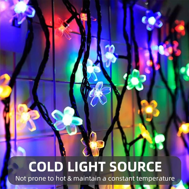 ITICdecor Solar String Flower Lights Outdoor Waterproof 50 LED Fairy Light Decorations for Garden Fence Patio Yard Christmas Tree, Lawn, Party (Multi-Colored)