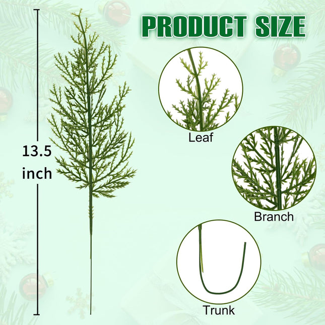 BSTCRAFT 30 pcs Artificial Pine Sprigs, Faux Pine Stems Greenery Picks for DIY Christmas Wreath Garland Centerpieces Xmas Decorations
