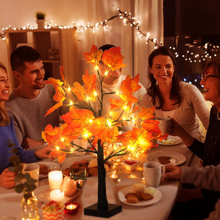 4Pcs Fall Lighted Maple Tree Decor 2FT96LED USB&Battery Operated Artificial Autumn Light up Trees Lights for Harvest Thanksgiving Decorations Tree Lights Table Light House Party Indoor Room Home Deco