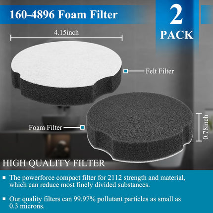 Upright Vacuum Filter For Part 1604896 Bissell 1520 2112 Series Powerforce Compact Lightweight Upright 1604896 Vacuum Filters 15204 15208 15209 1520L 1520Nr 2112 2112Z 2Pack
