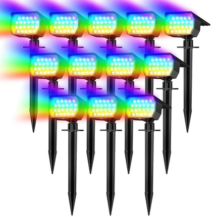 Solar Spot Lights Outdoor Color Changing, [7 Mode/12 Pack] Christmas Landscape Spotlights, Solar Lights Outdoor Waterproof, Solar Led Powered Flood Light for Outside Pathway Yard Garden Walkway