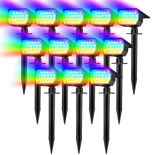 Solar Spot Lights Outdoor Color Changing, [7 Mode/12 Pack] Christmas Landscape Spotlights, Solar Lights Outdoor Waterproof, Solar Led Powered Flood Light for Outside Pathway Yard Garden Walkway