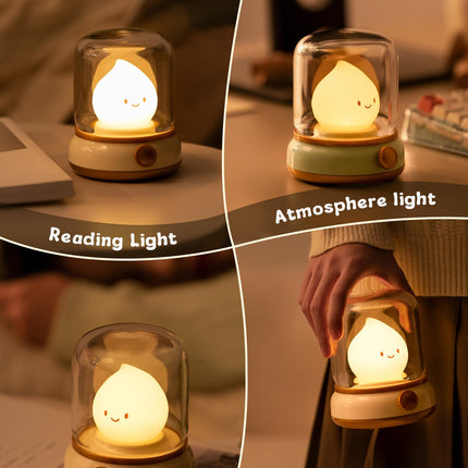 Flameless Candles Lamp, Led Candles,Cute Kerosene Lamp,Silicone Flame Amber Light,Adjustable Dimmable Rechargeable Night Light for Kids,Girls,Teenager Kids Bedroom Christmas