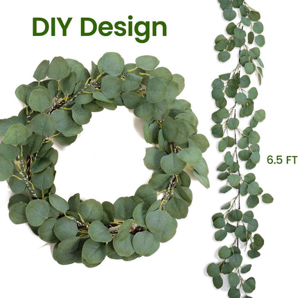 6.5 FT Pre-Lit Eucalyptus Garland with 100 LED Lights & 8 Modes, Lighted Garlands Greenery Wedding Indoor Outdoor, Christmas Garlands Decorations for Mantle Stairs Fireplace Window Wall Decor