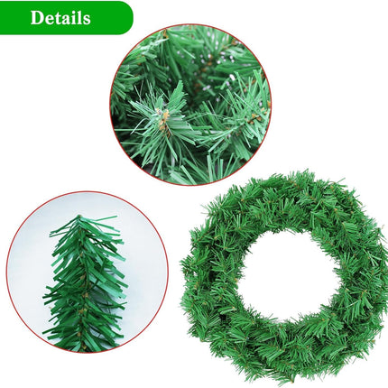 2 Pack 16 Inch Artificial Christmas Wreath, Undecorated Christmas Wreath for Front Door, Window, Wall Outdoor Holiday No-lit Winter Wreath Decorations (Green 16", 2 Pack)