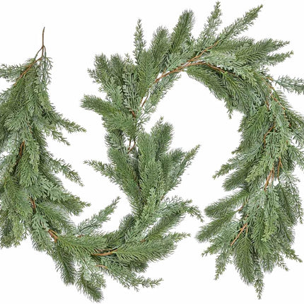 6Ft Artificial Pine Christmas Garland, Winter Greenery Garland for Holiday Season Fireplace Mantel Table Runner Centerpiece Decor
