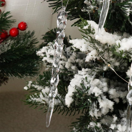 12 PCS Transparent Ice Strip Pendant Crystal Christmas Tree Drop Ornament Christmas Tree Pendants Party Holiday Decoration