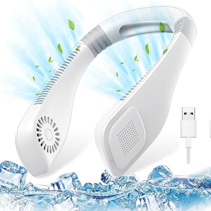 Amovo Portable Fan Usb Neck Fans Hands Free Personal Fan Bladeless Mini Fan, 2000Mah Battery Rechargeable, Adjustable 3 Speed
