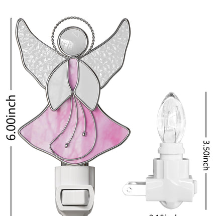 Night Light Flying Pink Angel Stained Glass Night Lights Plug into Wall, Angel Bright Plug in Night Light, for Birthday Christmas Valentine Holidays s for Mom Mother`s Day Christmas