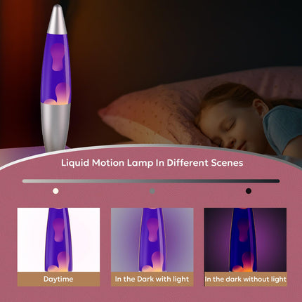 13.5 Inch Liquid Motion Lamp for Kids Adults Blue Purple Volcano Lamp Relaxing Night Light Table Desk Lamp Small for Bedroom, Living Room, Hallway Classic Retro Nightlight for Christmas, Birthday