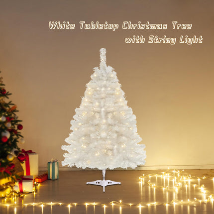 Small Artificial Christmas Tree, 24"/60cm Mini Xmas Tabletop Tree, with LED String Light, for Home Decor Indoor Office Holiday Party