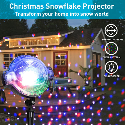 EAMBRITE Christmas Projector Lights with Remote Rotating Falling Snow Projector Show Moving Points Landscape Projection Lights for House Yard Garden Club Pub Outdoor Xmas Decorations