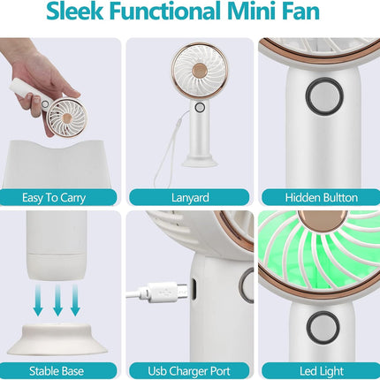 Hand Held Fan, Mini Portable Fan With 3 Speed Adjustable Cooling Fan, Handheld Fan Rechargeable With Base For Kids Women Men