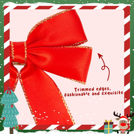 JOHOUSE 20PCS Christmas Bow Decorations, Holiday Red Satin Christmas Wreath Bow, Great for Christmas Garland Outdoor Christmas Decorations Crafts Box Xmas Tree