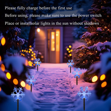 Christmas Snowflake Pathway Lights, 6 Pack Outside Walkway Markers Lights 7.5 Feet Christmas Outdoor Decorations Garden Stake Backyard Decor (Blue)