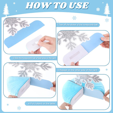 9 Pcs Winter Table Honeycomb Centerpieces Snowflake Honeycomb Party Decorations Winter Party Centerpieces for Winter Theme Christmas Birthday Baby Shower Party Supplies (Blue)