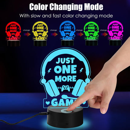 Gamer s for Teenage Boy Boyfriend Birthday , Cool Christmas for Men Dad Son Gamer Lover , LED Light Up Gaming Lamp Acrylic Gaming Night Light 7 Colors - Just One More Game