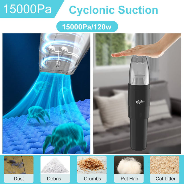 Handheld Vacuum Cordless, Mini Car Vacuum Cordless Rechargeable With 120W15000Pa Brushless Motor Suction, Portable Vacuum Suitable For Car Home Cleaning