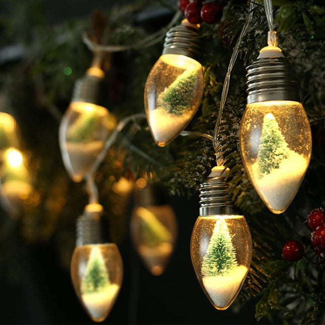 6.6 FT Christmas Lights for Bedroom Indoor decorations, Globe Patio Lights Outdoor, Hanging Battery Operated Powered String Lights, Tree & Snow in 10 Bulbs, Home Decor, Fireplace, Xmas Lights