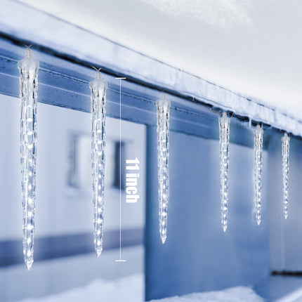 Christmas Icicle Lights Outdoor, 30 Ft Meteor Shower Lights with 20 Large Tube 480 LED Dropping Lights Effect, Waterproof Icicle Indoor Lights for Tree Patio Roof Holiday Decor, Cool White