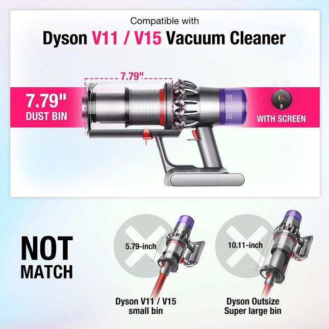 d Dust Bin For Dyson V11 V15 Sv14 Sv15 Sv22 Vacuum Cleaner Canister, For Large Bin Part No. 97005001 And Part No. 96544301