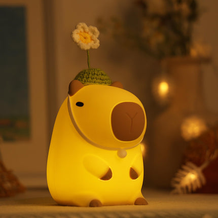 Attivolife Capybara Night Light for Kids, Cute Animal Soft Silicone LED Lamp with Dimmable and Timer, Portable Rechargeable Bedroom Bedside Table Decor, Birthday Christmas s for Children Baby
