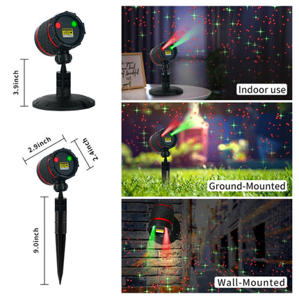 Christmas Laser Projector - Red and Green Starry Outdoor Garden Light with Remote Control for Xmas Holiday Decoration Year Party Show (Twinkling Star-Red+Green)