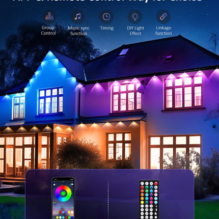 100FT Permanent Outdoor Lights, RGB 72 LED Eaves Lights with APP/Remote Control, IP67 Waterproof LED Outdoor String Lights for Christmas, Halloween, Outdoor, Garden Decor