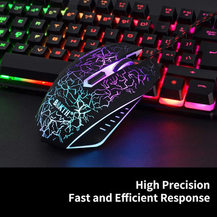 Multiple Color Rainbow LED Backlit Mechanical Feeling USB Wired Gaming Keyboard and Mouse Combo for Working or Game