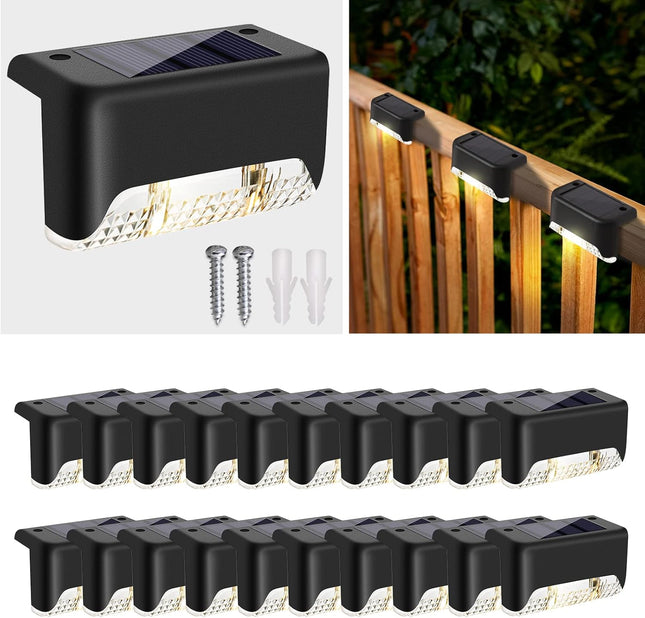 Deck Lights Solar Powered, 20 Pack Solar Deck Lights Outdoor Waterproof Led，Step Lights Solar Powered Used Outside, Solar Lights