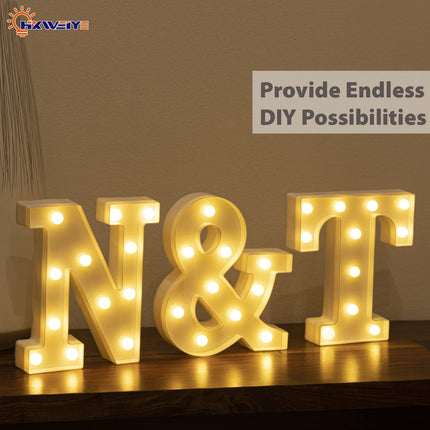 HXWEIYE Light Up Letters LED Marquee Letters Lights Sign 26 Alphabet and 10 Number Big Lights Letter for Party Birthday Bar Battery Powered Christmas Decor Letter Lights (Warm White &)