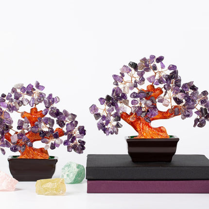 Natural Amethyst Crystal Money Tree for Office Home Room Desk Decor Spiritual Meditation Positive Energy Feng Shui Crystals Healing Stones Luck Wealth Bonsai Trees Birthday s for Women